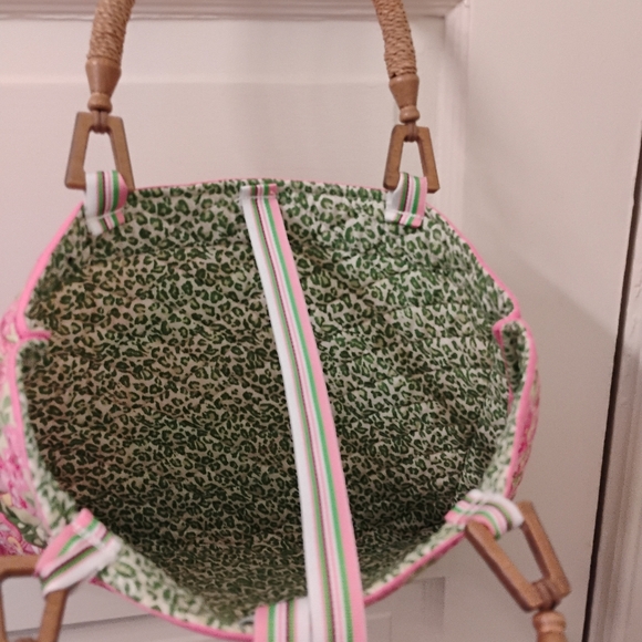 Vera Bradley Pink and Green Floral Tote with Intricate Design - Picture 4 of 6